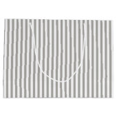 Happy Birthday Silver Gray/White Simple Stripes Große Geschenktüte (Rückseite)
