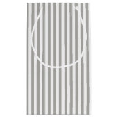 Happy Birthday Silver Gray/White Simple Stripes Kleine Geschenktüte (Rückseite)