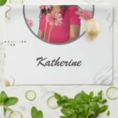 Happy Birthday Simple Custom Foto Gift Geschirrtuch (Gefaltet)