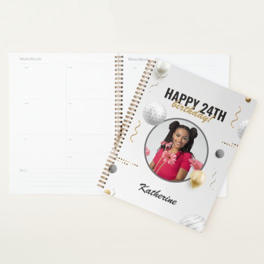 Happy Birthday Simple Custom Foto Gift Planer (Anzeige)