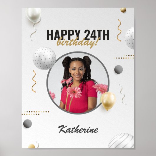 Happy Birthday Simple Custom Foto Gift Poster (Vorne)