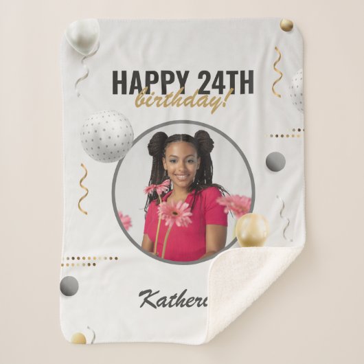 Happy Birthday Simple Custom Foto Gift Sherpadecke (Vorderseite)