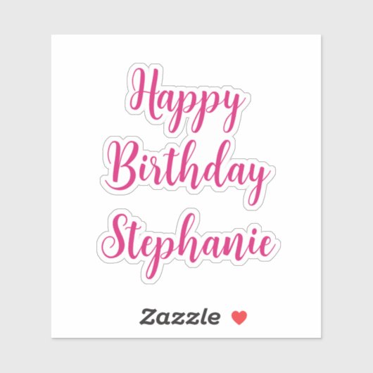 Happy Birthday Simple Individuelle Name Pink Girly Aufkleber (Blatt)