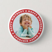 Happy Birthday Simple Modern Custom Foto Button (Vorderseite)