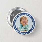 Happy Birthday Simple Modern Custom Foto Button (Vorne & Hinten)
