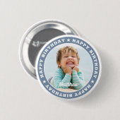 Happy Birthday Simple Modern Custom Foto Button (Vorne & Hinten)
