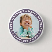 Happy Birthday Simple Modern Custom Foto Button (Vorderseite)