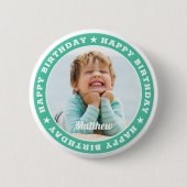Happy Birthday Simple Modern Custom Foto Button (Vorderseite)