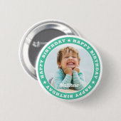 Happy Birthday Simple Modern Custom Foto Button (Vorne & Hinten)
