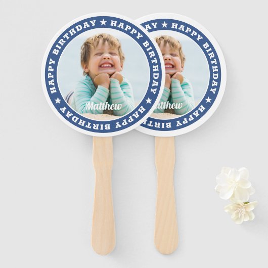 Happy Birthday Simple Modern Custom Foto Fächer (Vorne und Hinten)