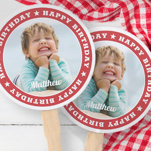 Happy Birthday Simple Modern Custom Foto Fächer