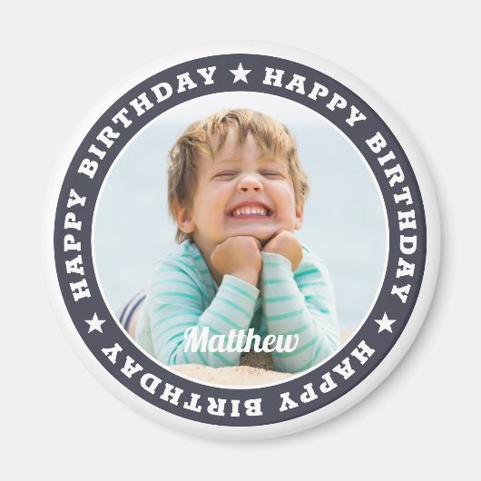 Happy Birthday Simple Modern Custom Foto Magnet (Vorne)