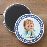 Happy Birthday Simple Modern Custom Foto Magnet<br><div class="desc">Dieses einfache und moderne Design besteht aus Serifentypografie und fügt ein individuelles Foto hinzu.</div>