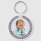 Happy Birthday Simple Modern Custom Foto Schlüsselanhänger (Vorderseite)