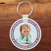 Happy Birthday Simple Modern Custom Foto Schlüsselanhänger (Vorderseite)