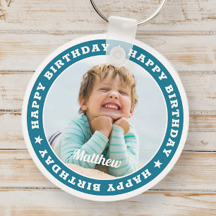 Happy Birthday Simple Modern Custom Foto Schlüsselanhänger