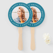 Happy Birthday Simple Preppy Modern Custom Foto H Fächer (Vorne und Hinten)