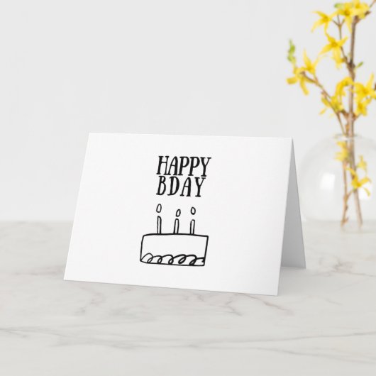 Happy Birthday | Simple Scribble Karte (Gelbe Blume)