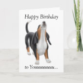 Happy Birthday Singing Basset Hound Dog Card Karte (Vorderseite)