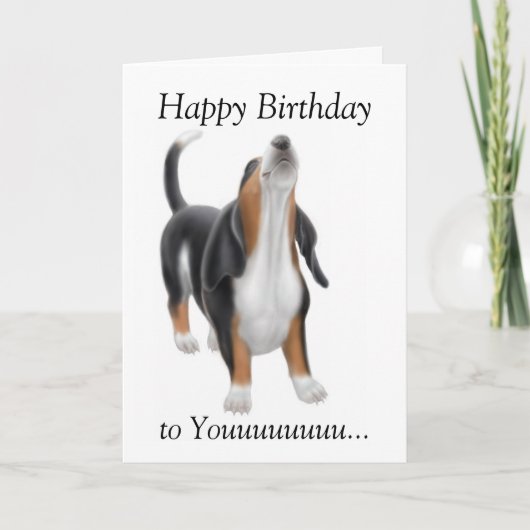 Happy Birthday Singing Basset Hound Dog Card Karte (Vorderseite)
