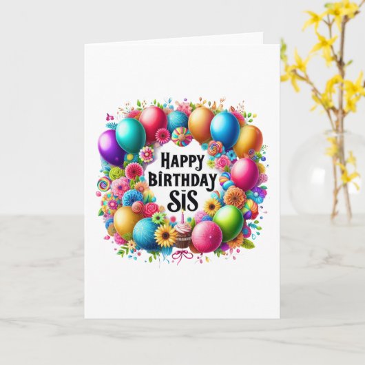 Happy Birthday SIS Karte (Gelbe Blume)