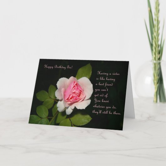 Happy Birthday Sis mit Rose Card Karte (Vorderseite)