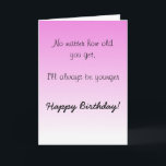Happy Birthday Sister Brother Older Spaß Funny Karte<br><div class="desc">Dieses Design wurde mithilfe von digitaler Kunst erstellt und kann in dem Bereich personalisiert sein, der zur Verfügung gestellt wird, oder indem Sie den Klick wählen, um weitere Optionen anzupassen und den Namen, die Initialen oder die Wörter zu ändern. Sie können auch die Textfarbe und den Textstil ändern oder den...</div>