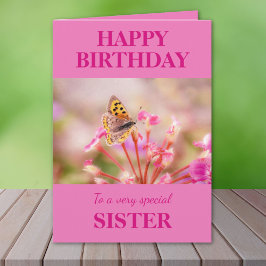 Happy Birthday Sister Butterfly Karte