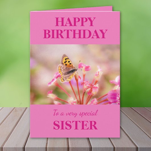 Happy Birthday Sister Butterfly Karte