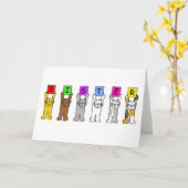Happy Birthday Sister Cartoon Cats Karte (Gelbe Blume)