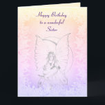 Happy Birthday Sister Fairy Design Karte<br><div class="desc">Schöne Moonstone Fairy Design Happy Birthday Schwester Grußkarte.</div>