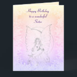 Happy Birthday Sister Fairy Design Karte<br><div class="desc">Schöne Moonstone Fairy Design Happy Birthday Schwester Grußkarte.</div>