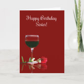 Happy Birthday Sister Funny Wine Themed Card Karte (Vorderseite)
