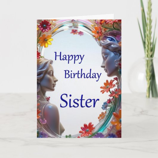Happy Birthday Sister Glass Faces Card Karte (Vorderseite)