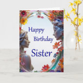 Happy Birthday Sister Glass Faces Card Karte (Gelbe Blume)