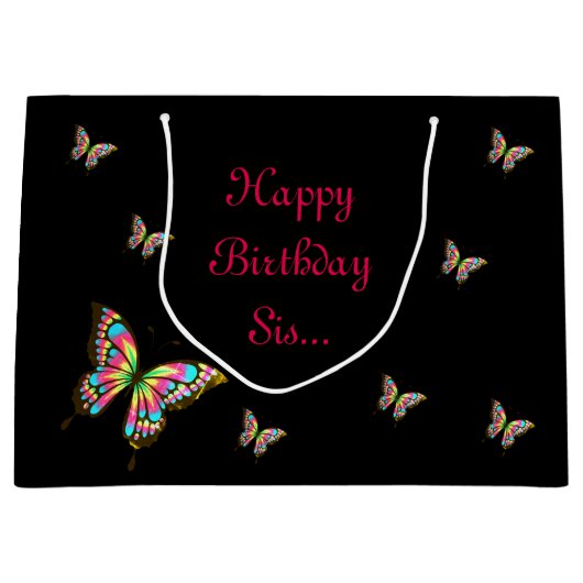 Happy Birthday Sister Große Geschenktüte (Vorderseite)