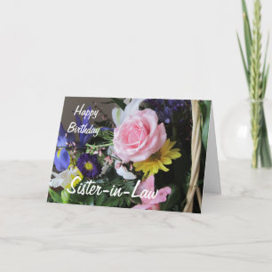 Happy Birthday Sister-in-Law/Pink Rose Bouquet Karte