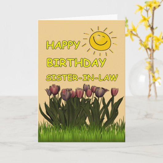 Happy Birthday Sister-In-Law Sun and Flowers Karte (Gelbe Blume)