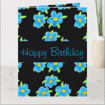 Happy Birthday Sister Karte<br><div class="desc">Stilvolle Papier Geburtstagskarte in blauen Blumenmuster, fröhliches farbenfrohes Muster. Text kann bei jedem Anlass personalisiert werden, und das Blume-Bild kann auf eigene Fotos geändert werden, um eine unvergessliche Geburtstagskarte zu erstellen.</div>