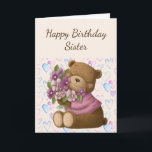 Happy Birthday Sister Liebe schätzen Bären-Blume Karte<br><div class="desc">Alles Gute zum Geburtstag Schwester Liebe und Wertschätzung Niedlich Teddy Bären und Blume</div>