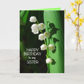 Happy Birthday Sister Lily of the Valley Karte (Gelbe Blume)