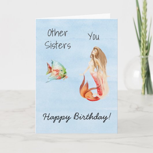 Happy Birthday Sister Mermaid Lover Karte (Vorderseite)