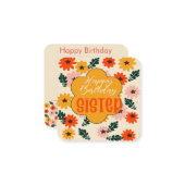 Happy Birthday Sister Mitteilungskarte (Vorderseite/Rückseite Beispiel)