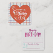 Happy Birthday Sister Mitteilungskarte (Vorne/Hinten)