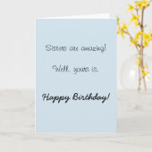 Happy Birthday Sister Phantastischer Spaß Funny Karte (Gelbe Blume)