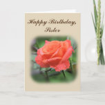 Happy Birthday Sister, Salmon Rose with Raindrops Karte<br><div class="desc">This pretty birthday card for sister has a photograph of a Salmon pink, sometimes called Coral Rose in full bloom with raindrops on the petals. This rose was photographed growing in a garden with the background blurred to really make the rose stand out. Other matching items are in the "Floral...</div>