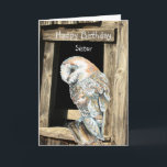 Happy Birthday Sister Watercolor Barn Owl Feiertagskarte<br><div class="desc">Herzlichen Glückwunsch zum Geburtstag Schwester,  die nachdenklich,  freundlich und liebenswert ist und jedes Jahr mehr liebt. Wasserfarbenauge</div>