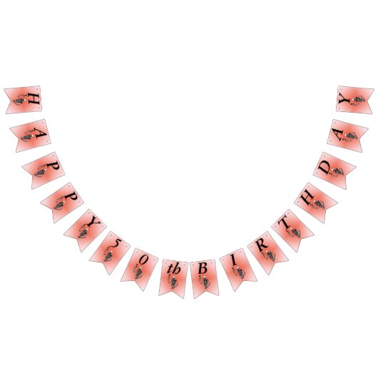 Happy Birthday Skeleton Holding Rote Rose über Ste Wimpelkette (Alle)