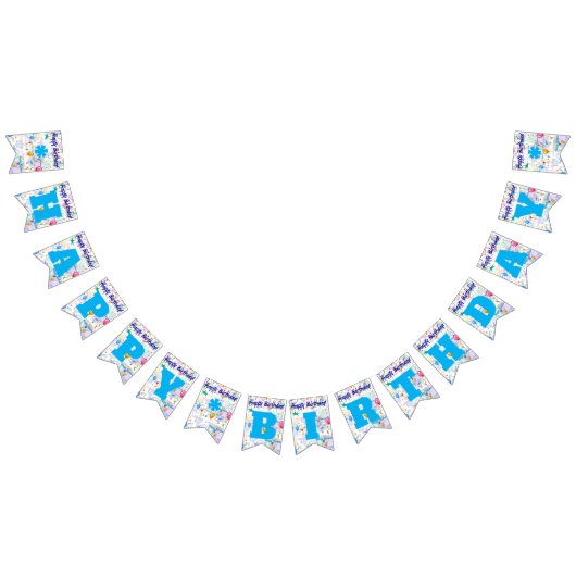 Happy Birthday Sky Blue/Personalize Bunting Flags Wimpelkette (Alle)