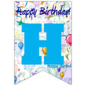 Happy Birthday Sky Blue/Personalize Bunting Flags Wimpelkette (Zweite Fahne)